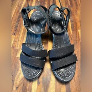 CROCS Black Sandals Wedge sandals with ankle strap size 10